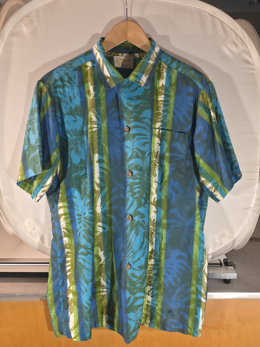 Vintage Royal Hawaiian Aloha Shirt Mens [Size Small/Medium] Blue Green Tropical